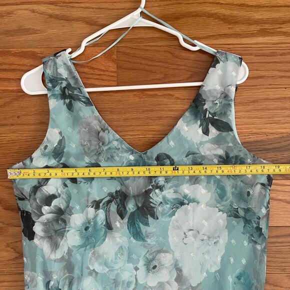 R&M Richards Double V-Neck Midi Dress Women 14P Floral Print Tulip Hem Elegant - Picture 6 of 9